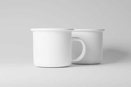 Enamel Mug 3D Rendering White Blank Mockup