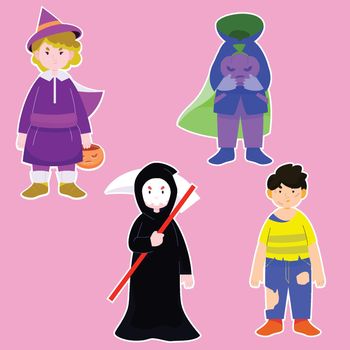 flat halloween characters collection