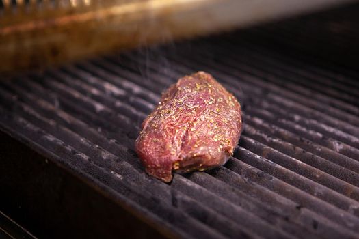 Beef grilled in kitchen restaurant