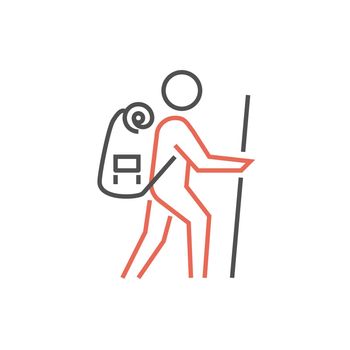 Backpacker Related Vector Line Icon
