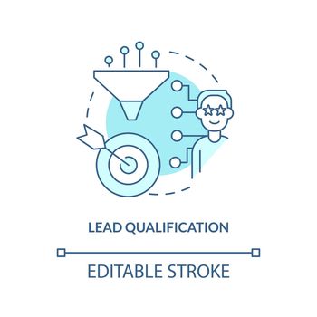 Lead qualification turquoise concept icon