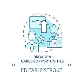 Broaden career opportunities turquoise concept icon