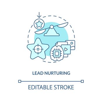 Lead nurturing turquoise concept icon