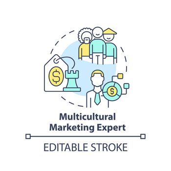 Multicultural marketing expert concept icon