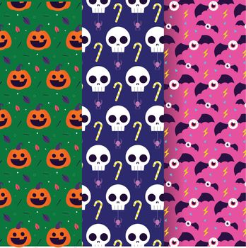 Set of Halloween seamless patterns