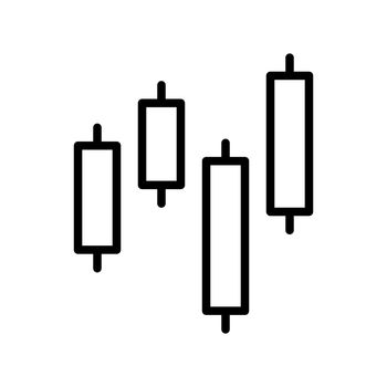 Simple candlestick icon. Investment analysis. Vector.