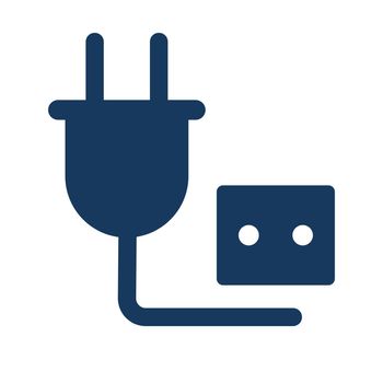 Plug and socket silhouette icon. Charging adapter. Vector.