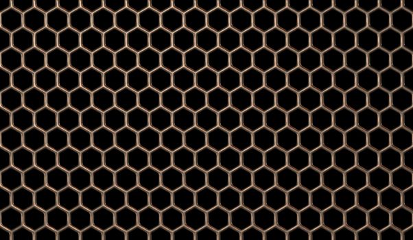 Beautiful seamless pattern of bronze mesh on a black background