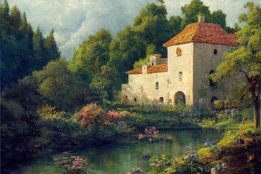 The picturesque old castle of the Ninfa Garden
