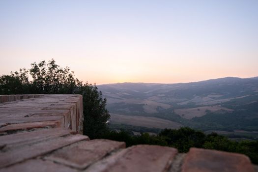 Beautiful view of Tuscany landscape and landmarks. Summer in Italy