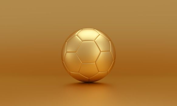 Golden soccer ball isolated on gold background.