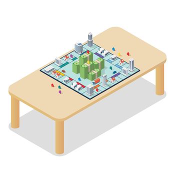 Board game on the table. isometric view