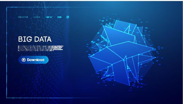 Big data cloud technology background. Blockchain technology service concept. Abstract network connection network.