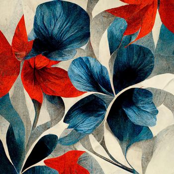 Blue and red abstract flower Illustration.