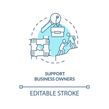 Support entrepreneurs blue concept icon