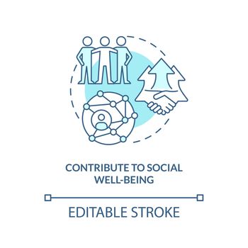 Contribute to social well-being blue concept icon