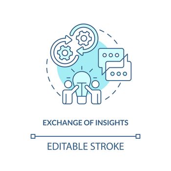 Exchange of insights blue concept icon