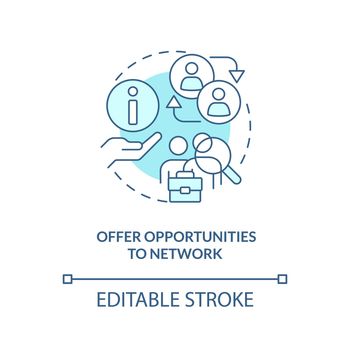 Offer opportunities to network blue concept icon