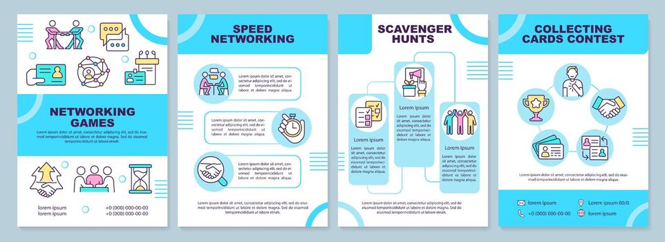 Networking games blue brochure template