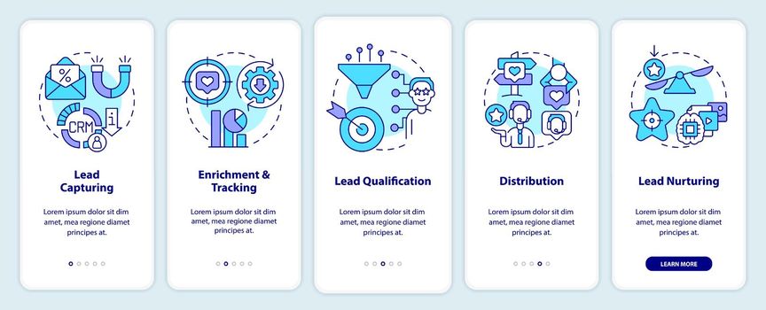 Lead management process onboarding mobile app screen