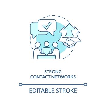 Long-term contact networks blue concept icon