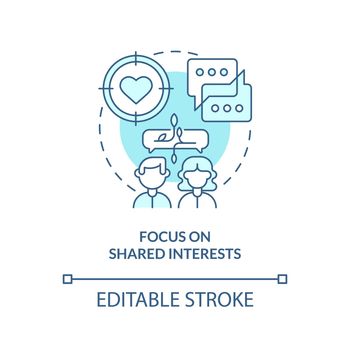 Focus on common interests blue concept icon