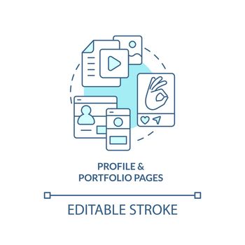 Profile and portfolio pages blue concept icon