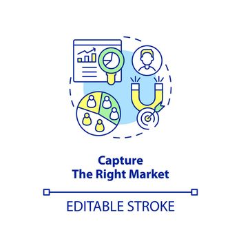Capture right market concept icon