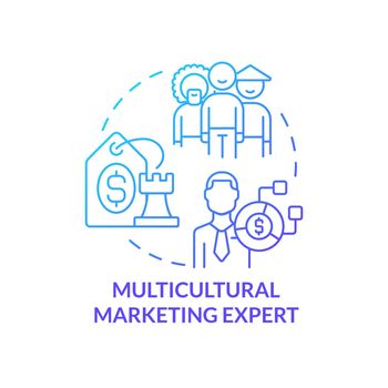Multicultural marketing expert blue gradient concept icon