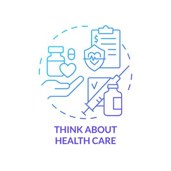 Think about health care blue gradient concept icon