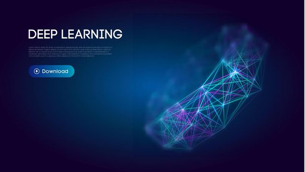 Deep learning science technology background. Network communication ai deep learning. Vector illustration.