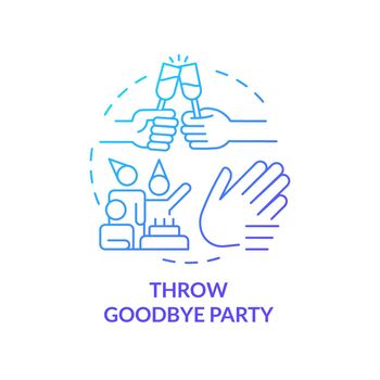 Throw farewell party blue gradient concept icon