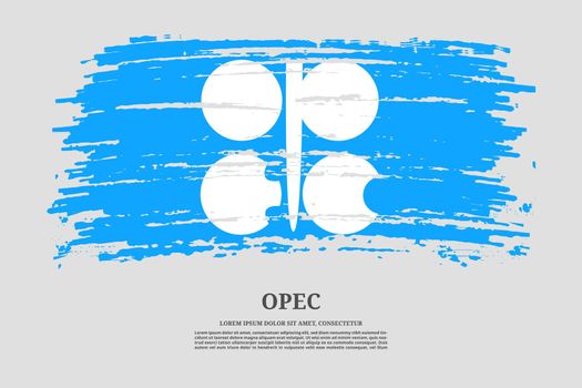 OPEC flag with brush stroke effect and information text poster, vector