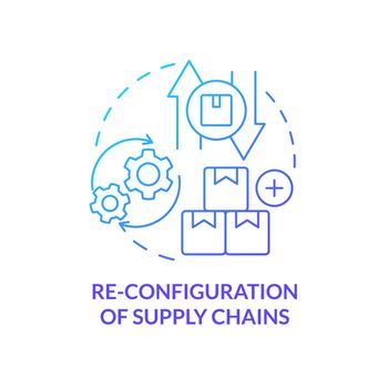 Reconfiguration of supply chains blue gradient concept icon
