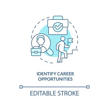 Identify career opportunities blue concept icon