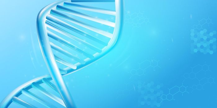 Fragment of double helix DNA in light blue colors.