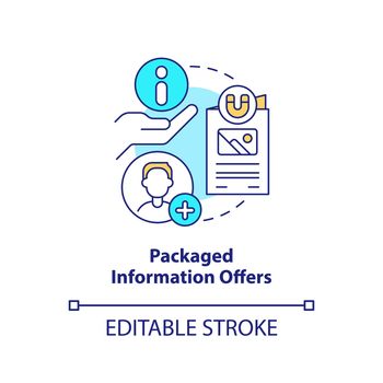 Packaged information offers concept icon