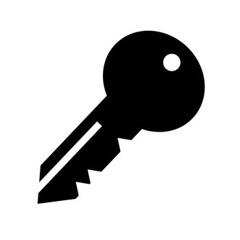 Silhouette icon of a key. Residential key. Security. Vector.