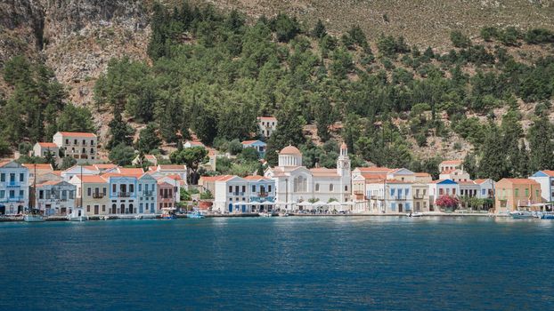 Kastellorizo island , Megisti harbor Greek village between Turkey Kas and Greece