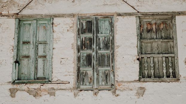 old Greek shutter window at a Greek village