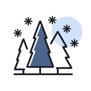 Snow forest vector isolated icon. Winter sign