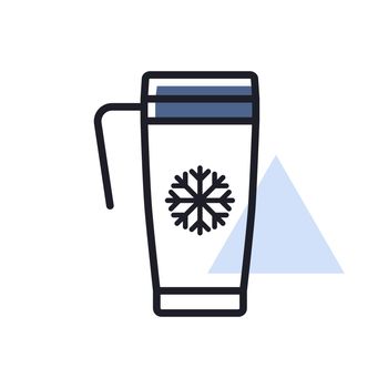 Travel thermo cup vector icon. Winter sign