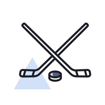 Ice Hockey Sticks and Puck vector isolated icon
