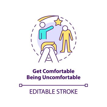 Get comfortable being uncomfortable concept icon