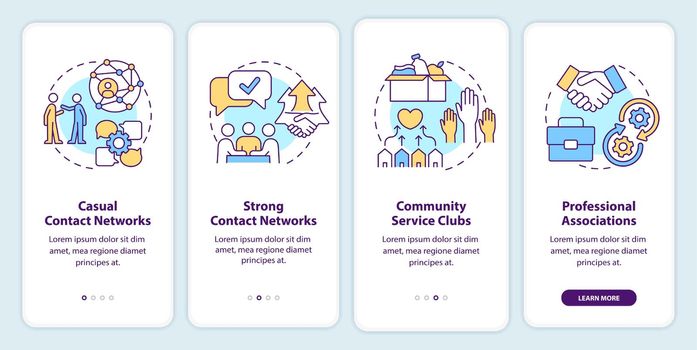 Business networking groups onboarding mobile app screen