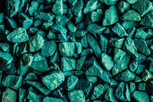 Emerald green stone pebbles as abstract background texture, landscape architecture backdrop, interior design and textured pattern for luxury brand design