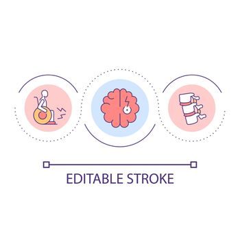 Injuries of brain and spine effect loop concept icon