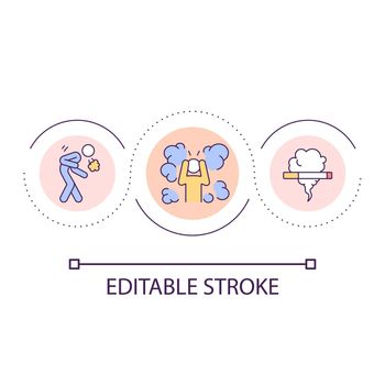 Breath shortness caused by smoke loop concept icon