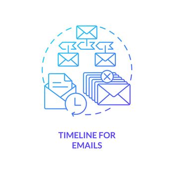 Timeline for emails blue gradient concept icon