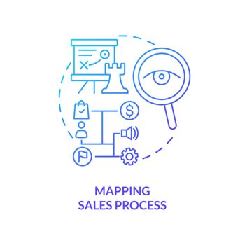 Mapping sales process blue gradient concept icon